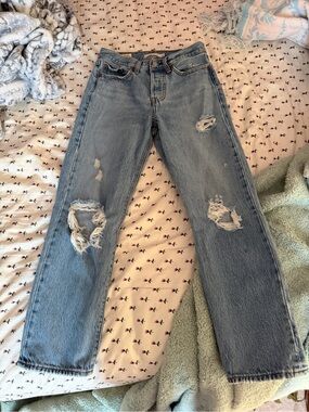 Levi’s Wedgie Straight Jeans 25 Cropped Ankle High Rise 24.5 Ins